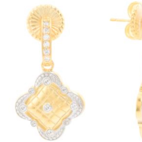 Freida Rothman 14k Gold Plated Cz Clover Earrings - Nwt One Size 217$